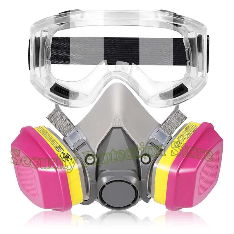 Vue de face du demi-masque 6800 avec filtres 60923, équipement de protection respiratoire pour poussière et solvants