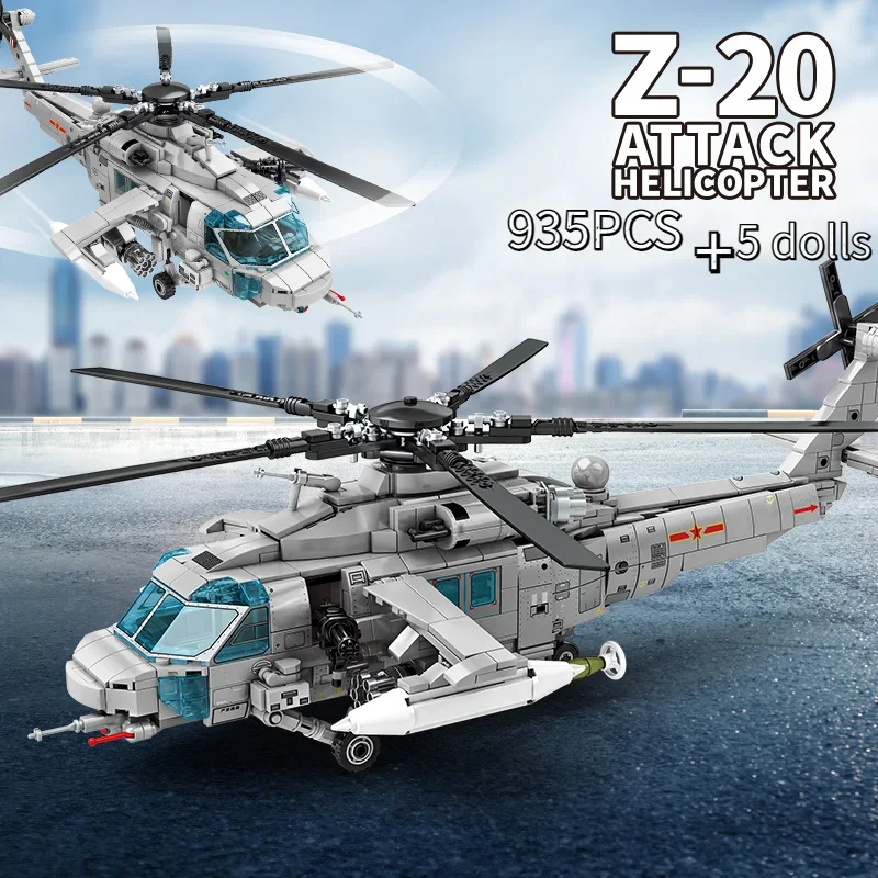 

935pcs Military Aircraft Attack Helicopter Building Blocks Armed Soldiers Airplane Model Bricks Kids Toys for Gifts Toys