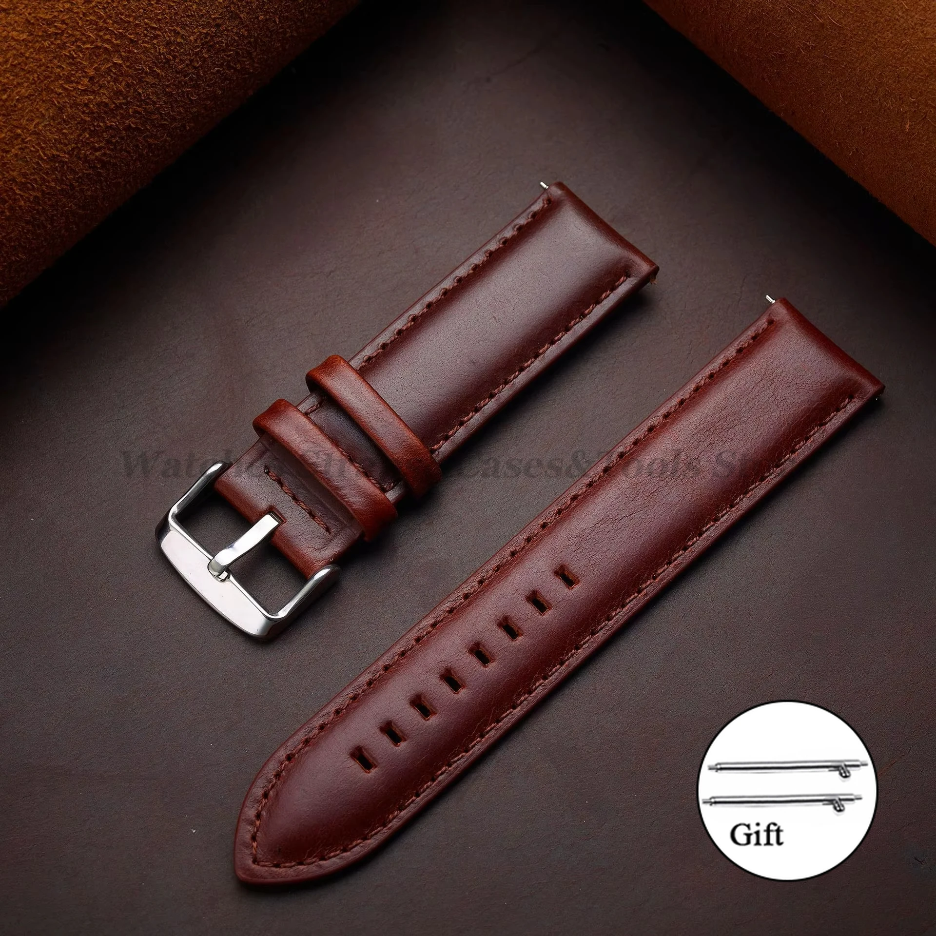 Vintage Cowhide Genuine Leather Quick Release Watch Strap Bracelet