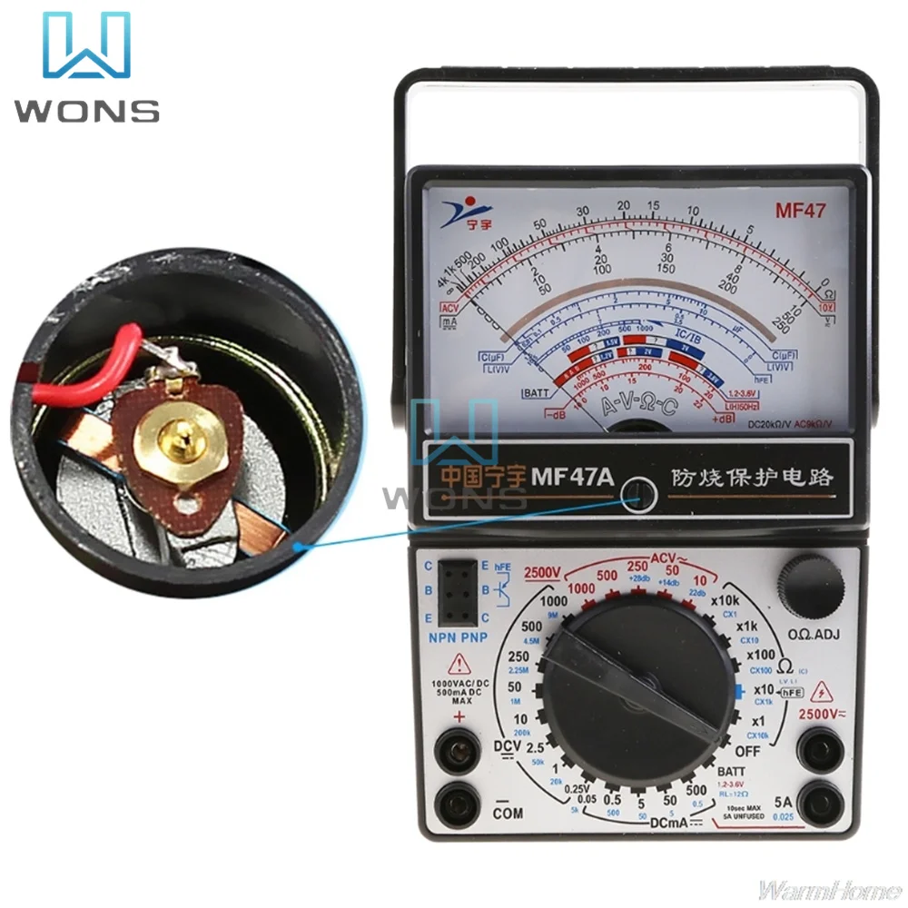 DC AC 1000V Multimeter Portable Mechanical Pointer Type Multimeter Measurement AC DC Current Meter Ammeter Ohmmeter 500A Tester 3