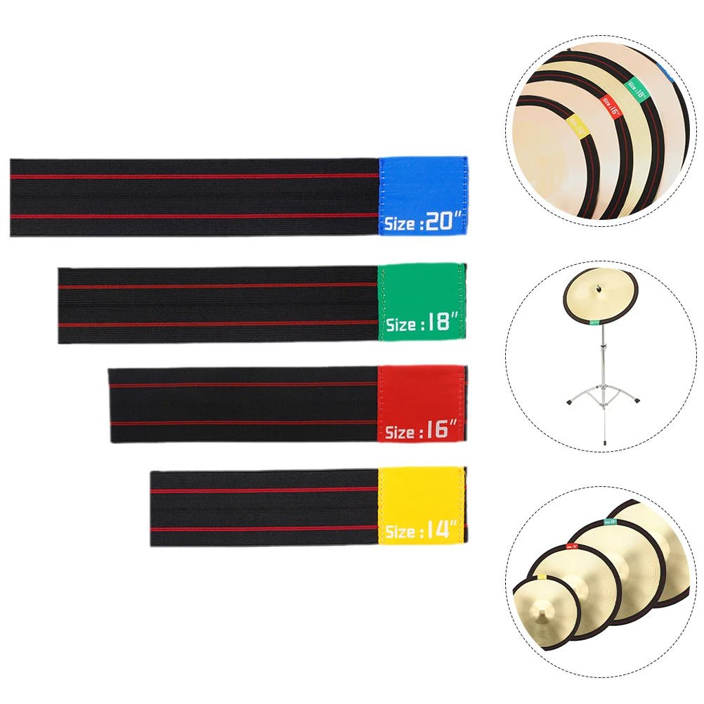 

4 Pcs Drum Mute Belts Accessories for Damper Cymbal Silencer Muters Polyester Dampening