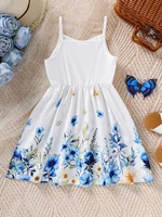 Robe à bretelles à imprimé floral pour filles, vêtements doux et jolis pour enfants de 4 à 7 ans, nouvelle collection été 03 2