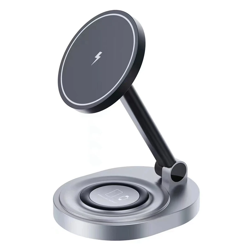 

15W 2 In 1 Magnetic Wireless Charger Stand Foldable Fast Charging Station Dock Replacement Parts For Iphone/Watch/