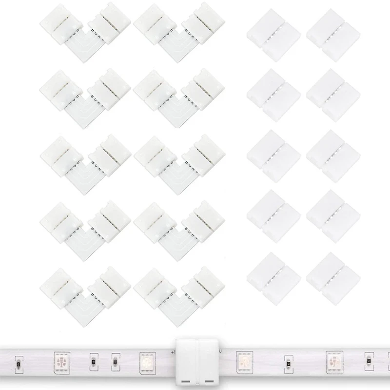 Connecteurs De Bande Lumineuse LED RGB 4 Broches 10pcs En Forme De L