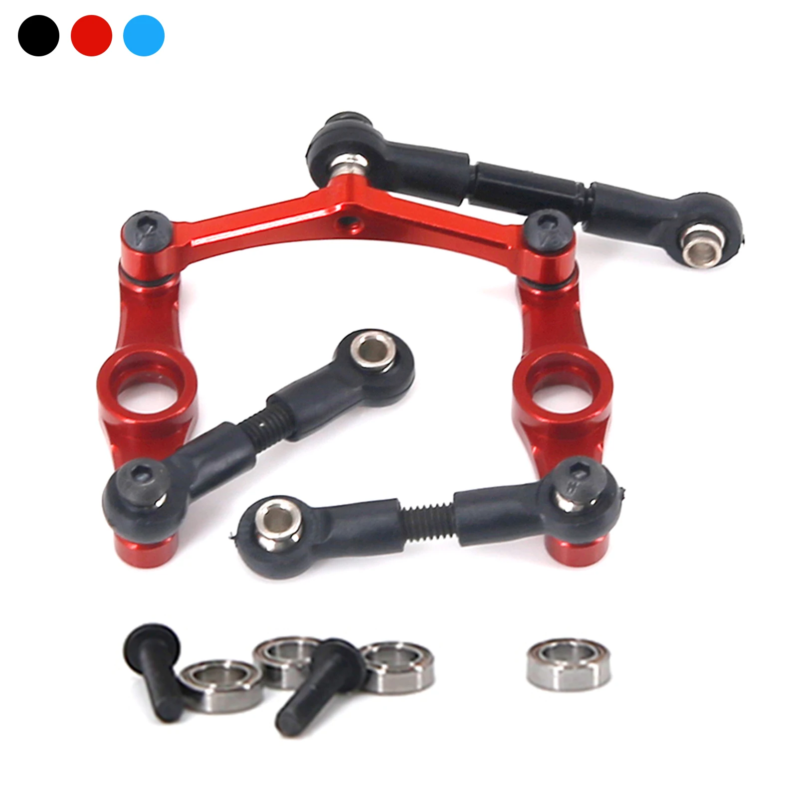 Set Bracci Sterzo E Manovella In Alluminio Nero Per Tamiya TT-02 TT-02B RC - 2