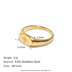 Elegant Waterproof 18K Gold Plated Star Ring with Zircon Pave - 8 (North Star Ring)
