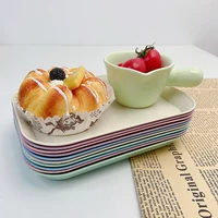 1/2pcs Wheat Straw Storage Trays Sundry Food Snack Plate Storage Organizer Coffee and Tea Tableware Trays Decorative Dishes 1