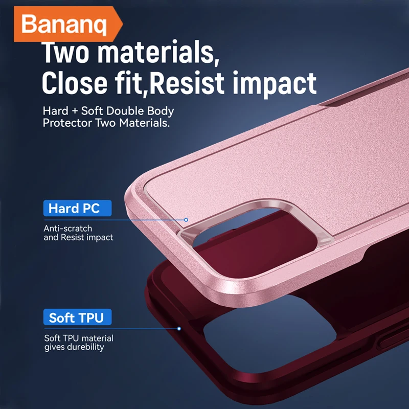 Bananq Custodia per telefono con ricarica wireless per iPhone 15 14 13 Mini 12 11 Pro Max 8 7 6 Plus X XS XR SE2 SE3 Armatura antiurto_voghion.com