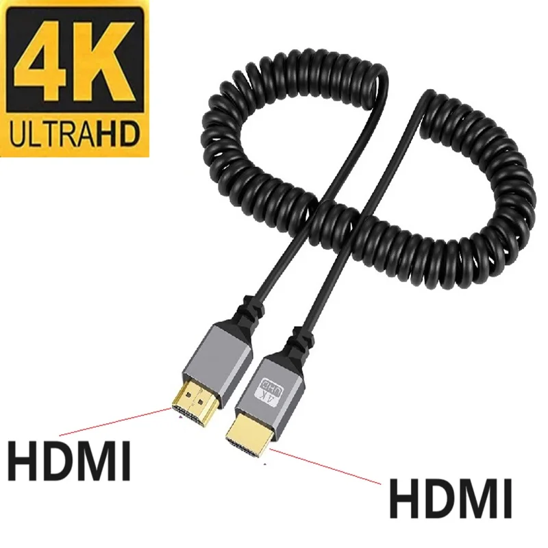 HDMI Cable 4K HDMI Spring Cable Male to Male Left Right up Down Mini Micro hdmi Coiled Extension Flexible Spiral Cable Plug