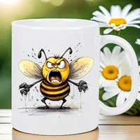 Bee Insulated Ceramic Coffee Mug - Reusable, Hand-Wash Only - Perfect for Coffee Lovers, Men & Women White Mug