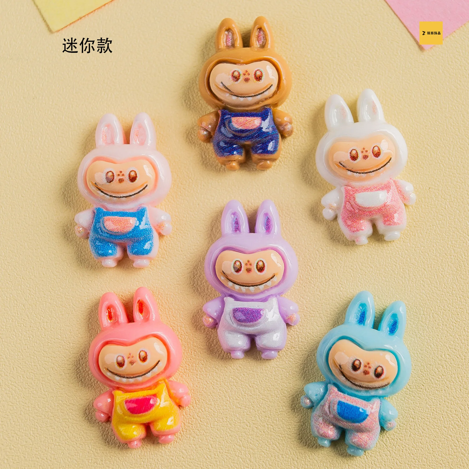 

5 шт. miniso sanrio rabbit labubu резиновые кабошоны из смолы для изготовления ювелирных изделий своими руками Мультяшные материалы ручной работы