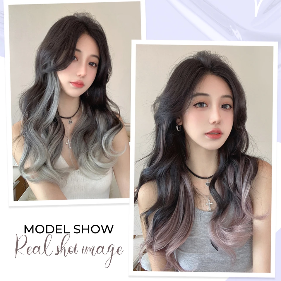 Synthetic Brown Black Curly U Shaped Half Head Wig for Women