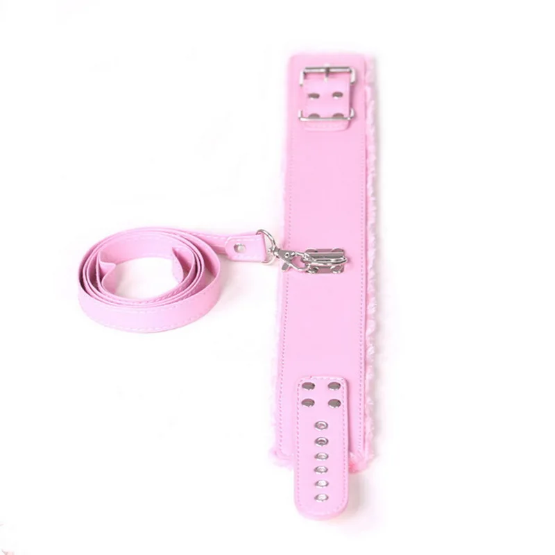 BDSM Collar Leather And Leash Plush Fetish Bondage Sex Necklace SM Toys Restraints Sex Toys For Adults Women Men Couples Games