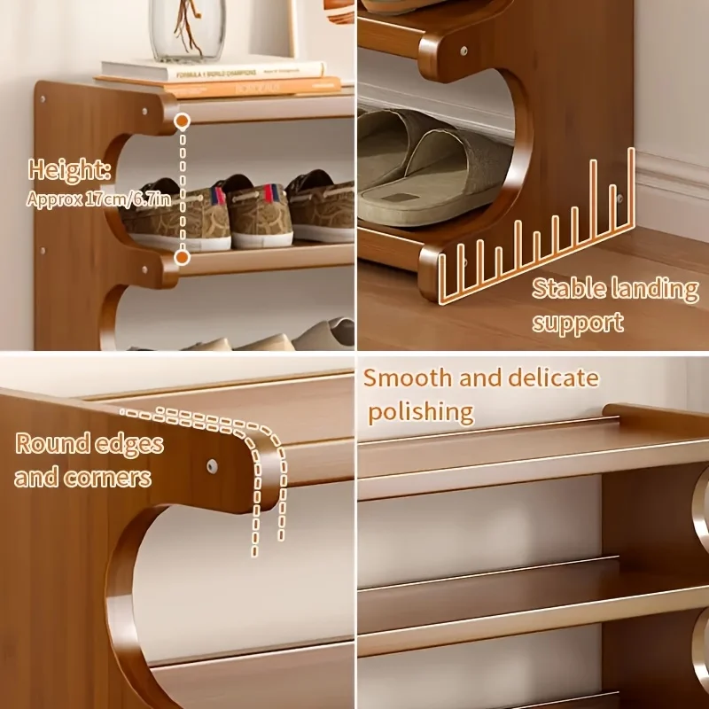 5/6-Tier Shoe Rack – Space-Saving Multi-Layer Storage Organizer with Wood Grain Finish, Independent Shelves, Easy Assembly for Entryway, Closet & Bedroom 3