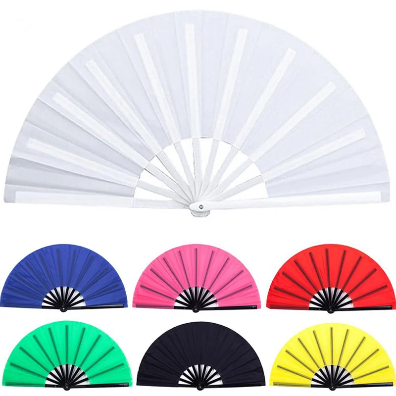 

New Chinese Style Large Folding Fan Plastic Solid Color Dance Fan Kung Fu Tai Chi Hand Fan Stage Performance Props