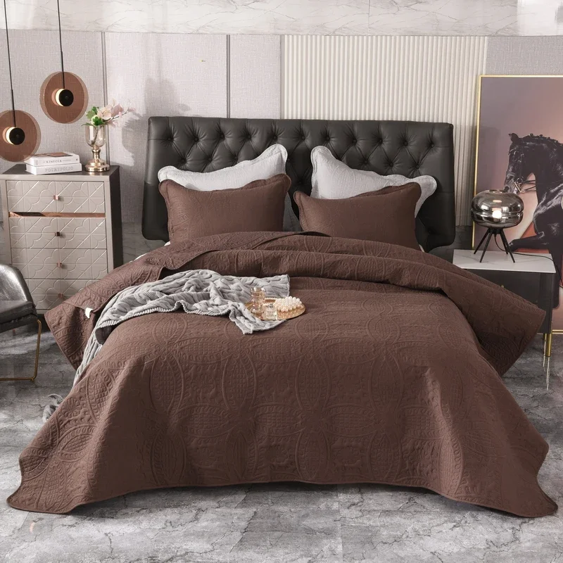 

Latest Solid Color Bedspread Luxury Nordic Decorative Bed Cover Single Double Coverlet King High Size Sewing Blanket Quality