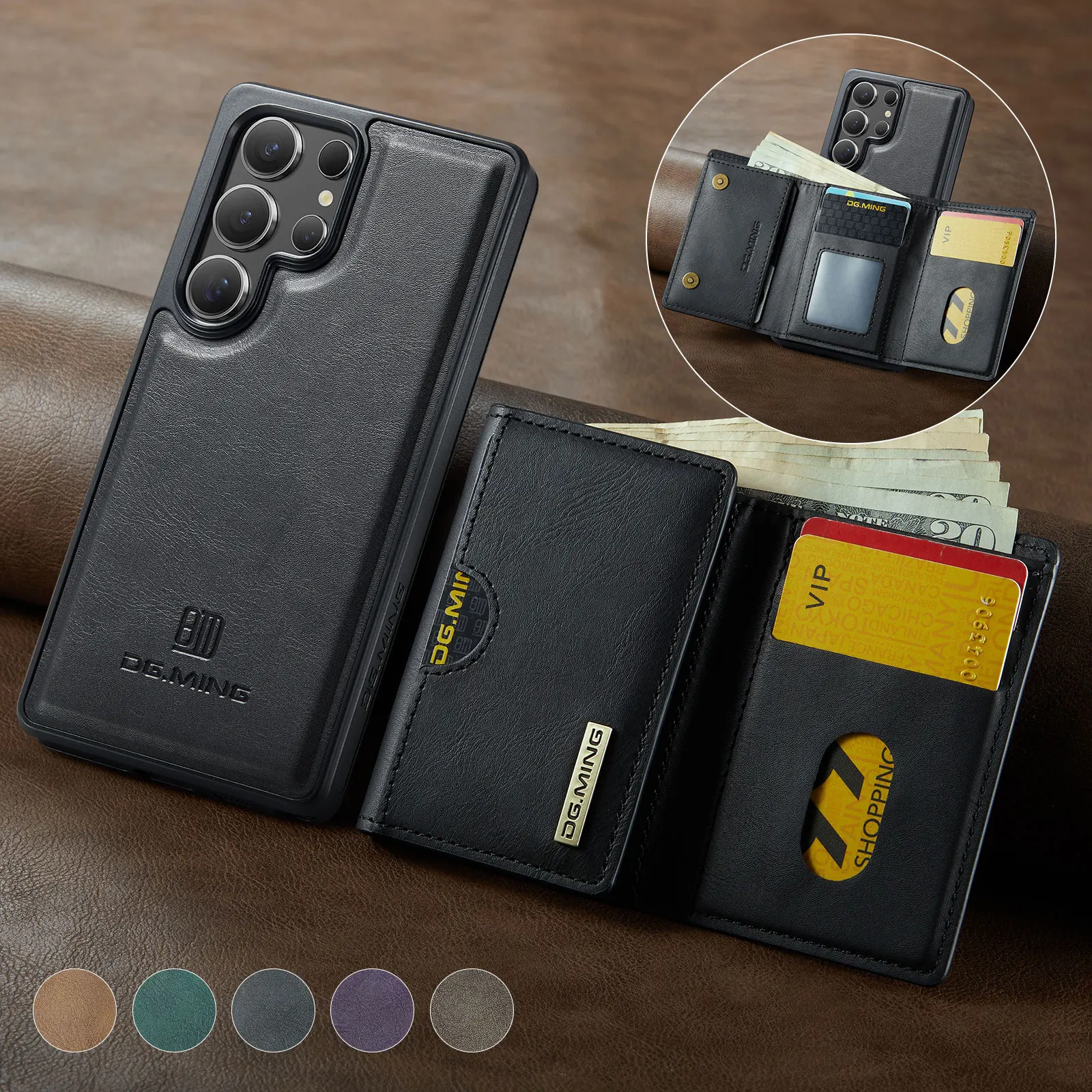 Detachable Magnetic Wallet Case with RFID Blocking Card Holder