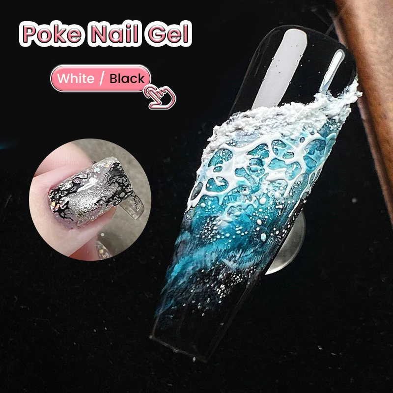 릴리큐트 8ml 포크 네일 젤 화이트 블랙 포킹 다기능 UV LED 젤 버블 오션 웨이브 노 와이프 레이스 페인팅 젤 바니쉬