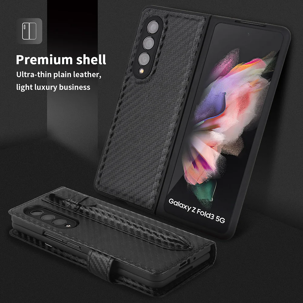 

Чехол для Galaxy Z Fold 3 4, чехол для Samsung Z Fold 3 4, Отделяемый слот для карт, чехол из искусственной кожи, защитный чехол для телефона