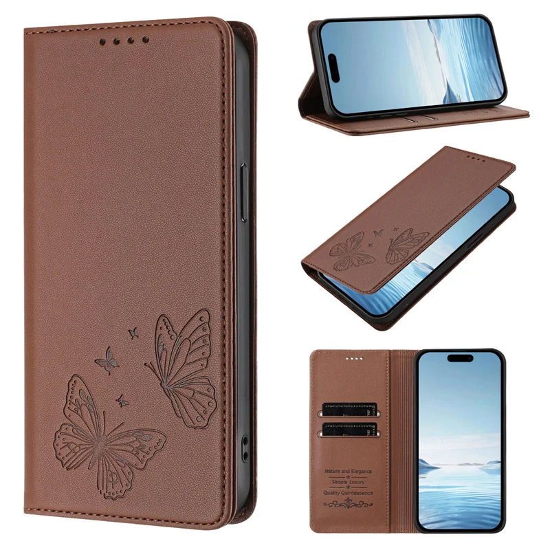 Magnetic Butterfly Leather Wallet Case Cover