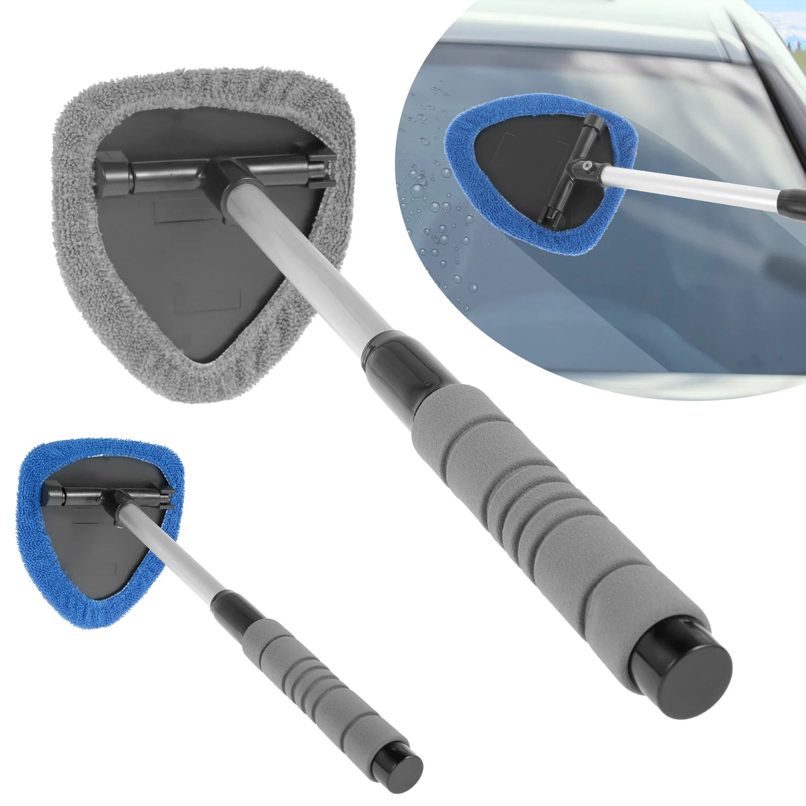 2 Windshield Clean Car Glass Cleaner Wiper Handle Wand Microfiber Cloth Auto  New 