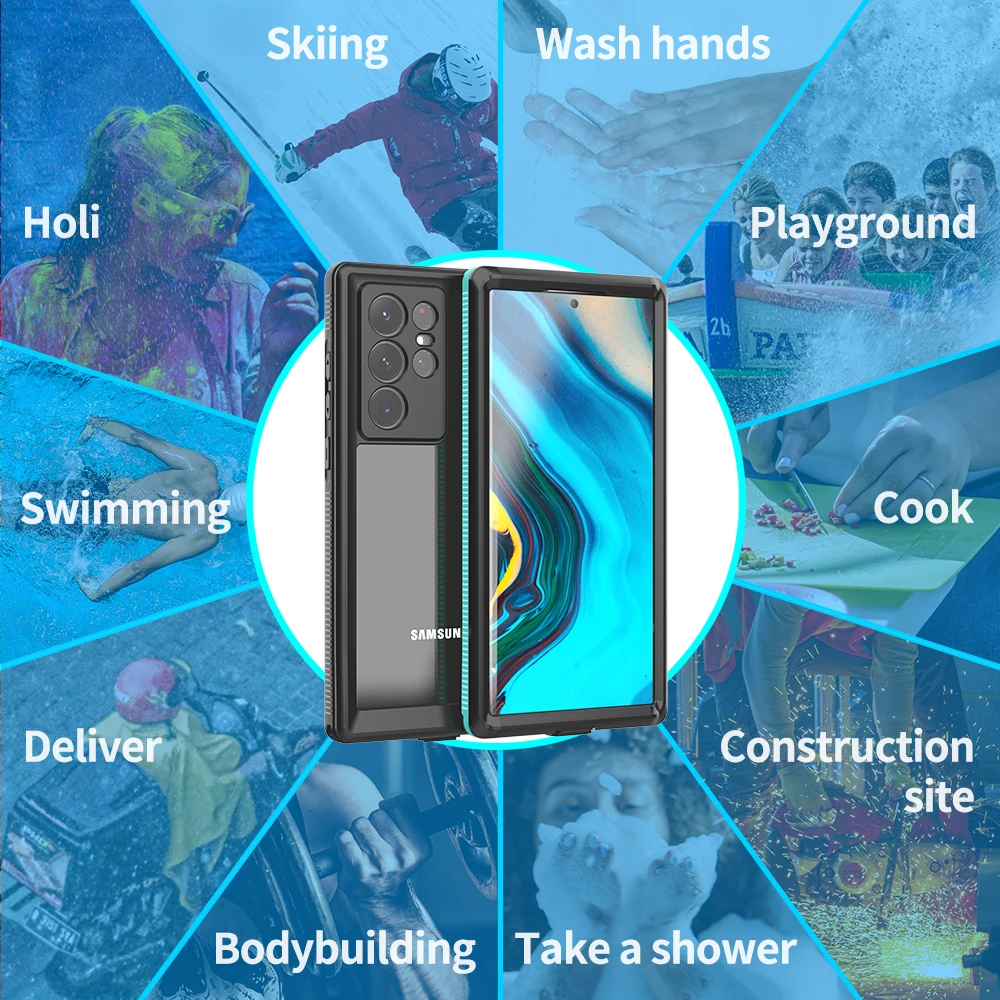 IP68 Waterproof Swimming Outdoor Sports TPU Armor Cover For Samsung Galaxy S22 Ultra Plus Protector Military Case Ploating Strap