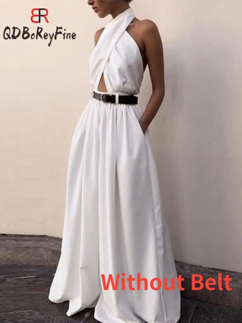 Mono Blanco con cuello en V profundo para Mujer, Monos elegantes para Mujer,  pantalones de boda, Monos para Mujer 2023 - AliExpress