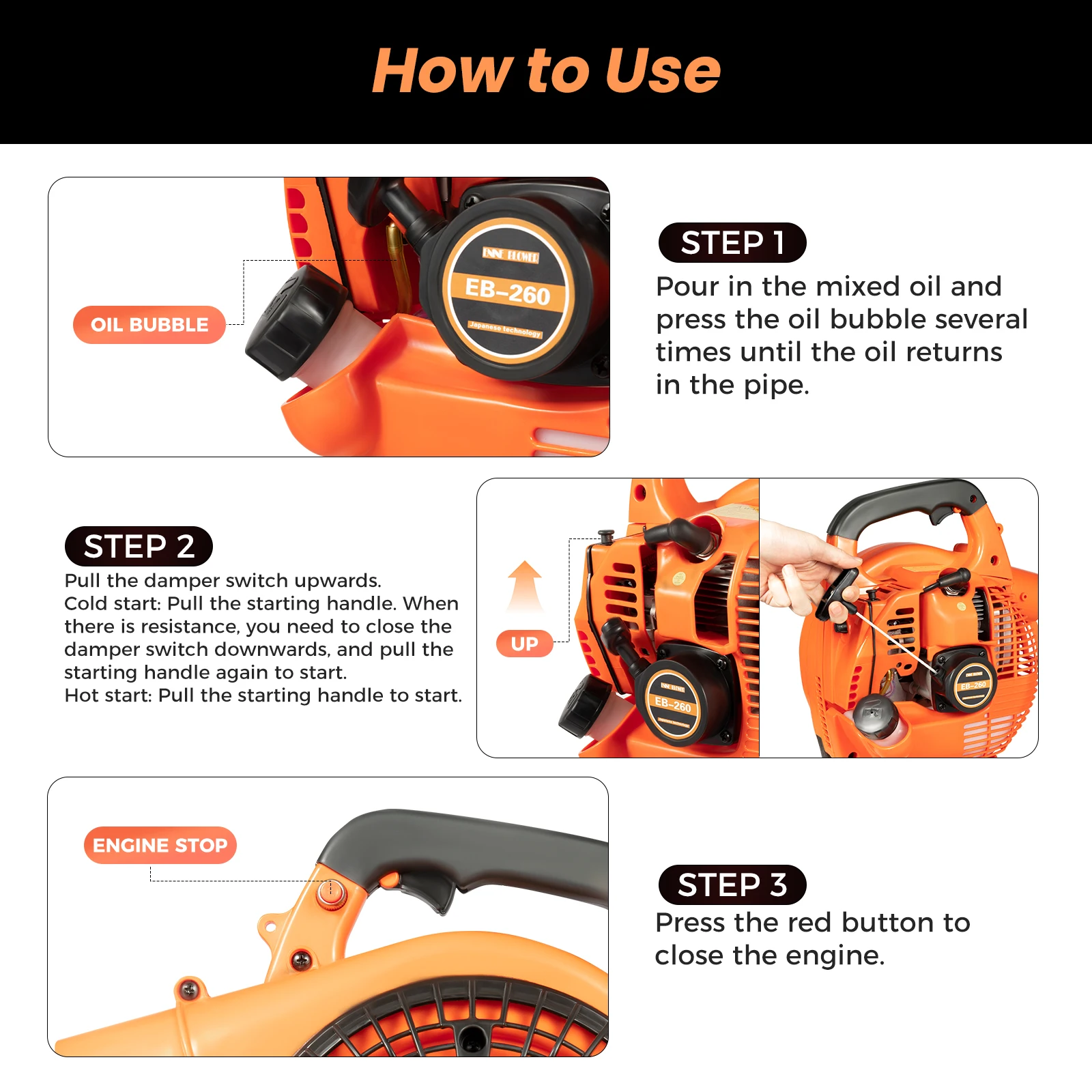 25.4CC Commercial Handheld Leaf Blower Gas Powered 2-Stroke Grass Clean Tool