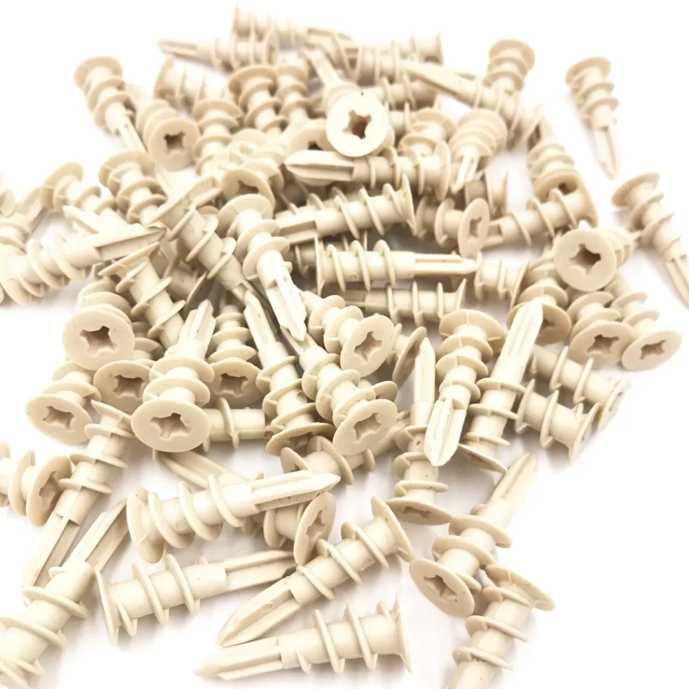 Plasterboard Anchor 100pcs 8x40mm Drywall Nylon Ribbed Anchor Self Drilling Wall Drywall Plastic Nylon drywall anchor kit drywall anchor hollow wall anchor set