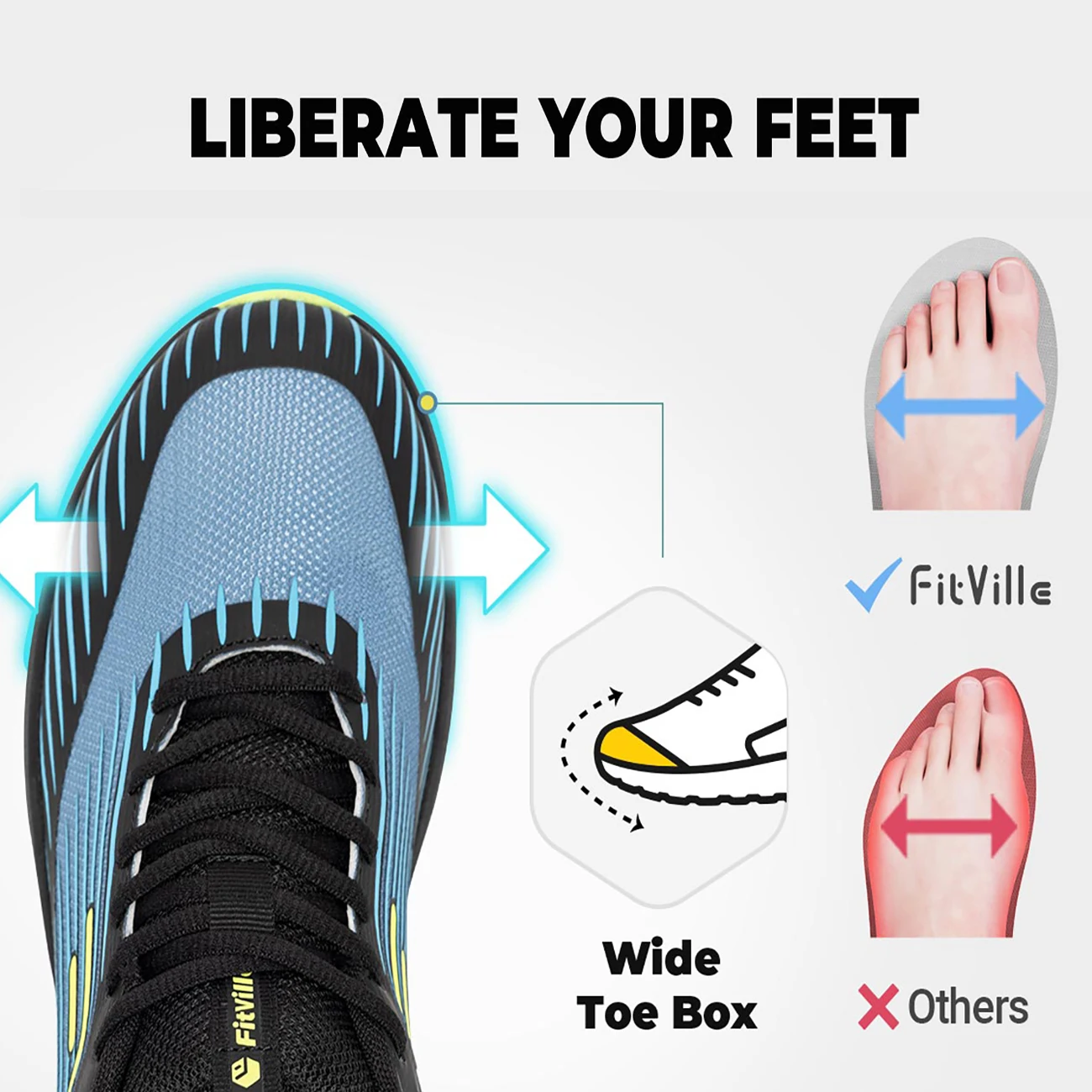 Fitville Trail Hardloopschoenen Heren Sneakers Extra Breed Antislip Lichtgewicht Voor Gezwollen Voeten Ondersteunen Pijnverlichting