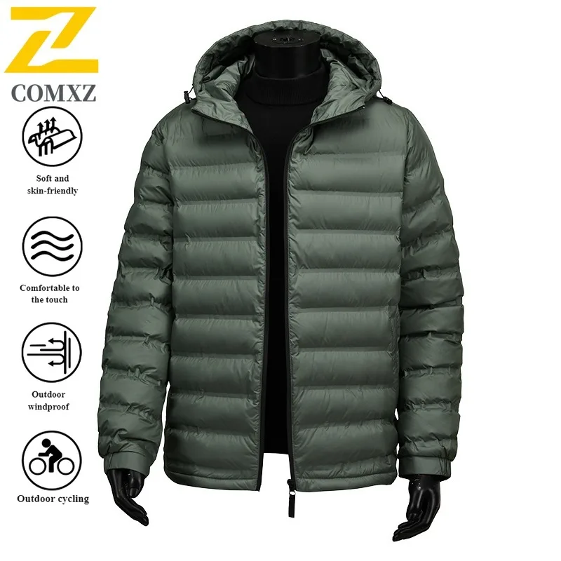 EIAO Winter Men's Sport Hooded Jacket  Waterproof Windproof Solid color Thermal Coat for Hiking Camping Fishing Working Clothes