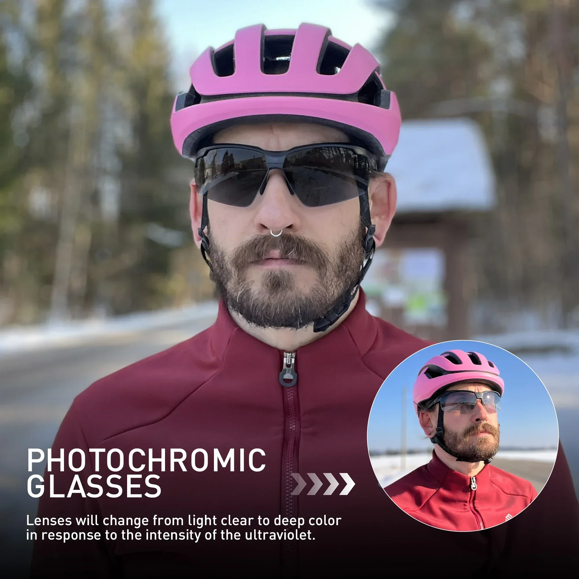 SCVCN Photochromic Sunglasses Cycling Glasses UV400 Outdoor Sports Running Men's Road MTB Bicycle Goggles Women Bike Eyewear