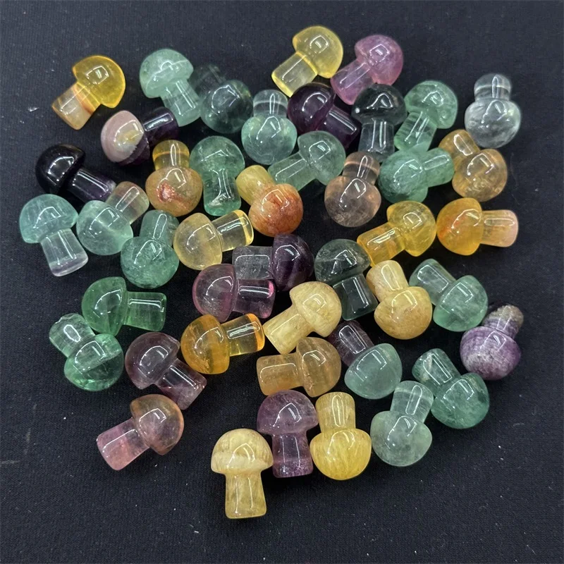 

30pcs Promotion Mushroom Statue Stone Chromatic Fluorite Amber Color Ornaments Plant Tank Gem Crystal Jewelry Making Fengshui