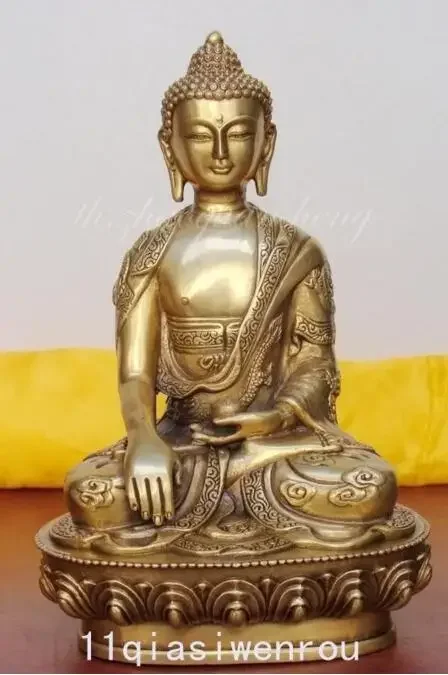 

Copper Statue Tibet Tibetan Buddhis shakyamuni bronze On the back of the carved dragon buddha statue metal handicraft