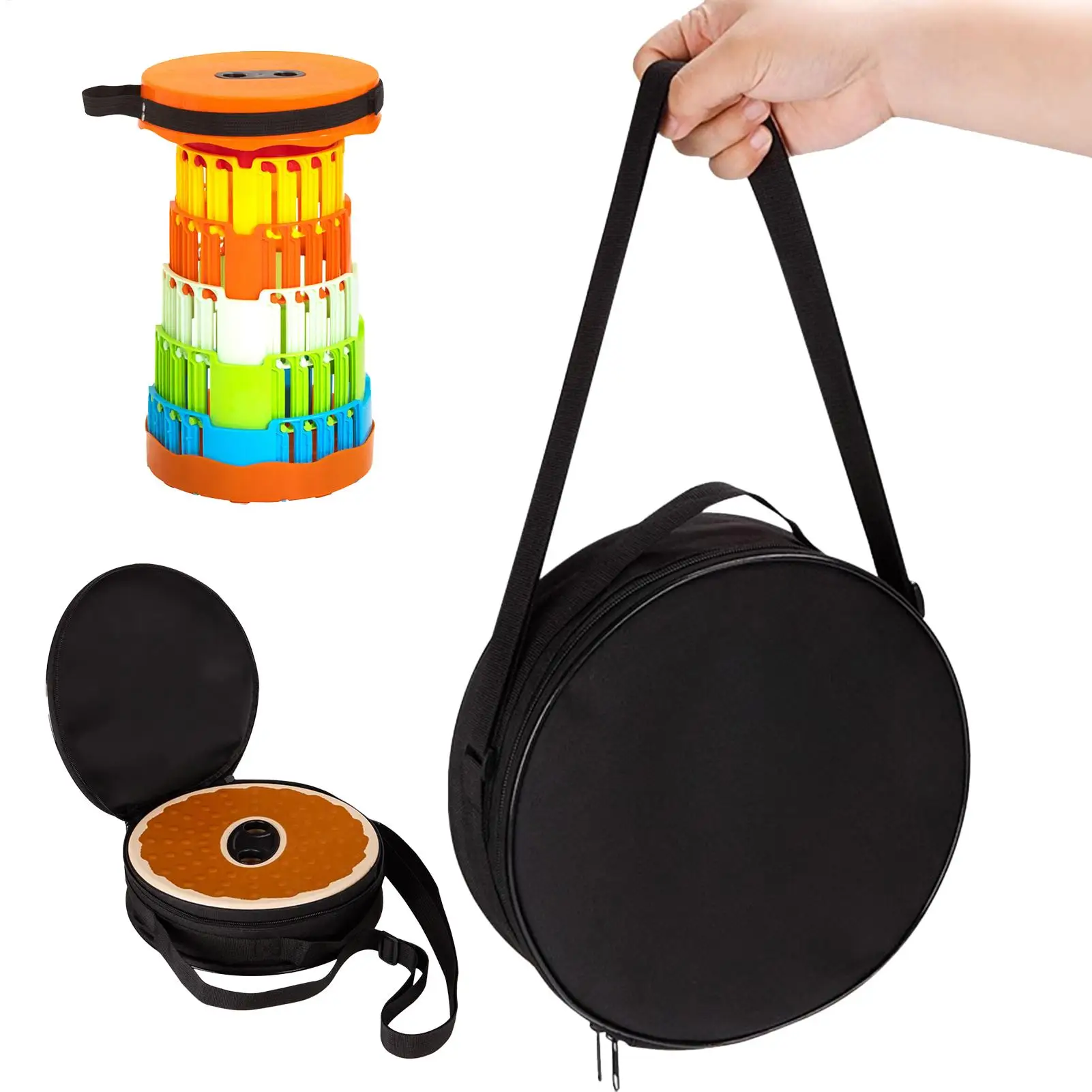 Carry Case for Folding Stool Round Pouch with Shoulder Strap Foldable Stool Bag with Zipper for Sketching Camping Picnic