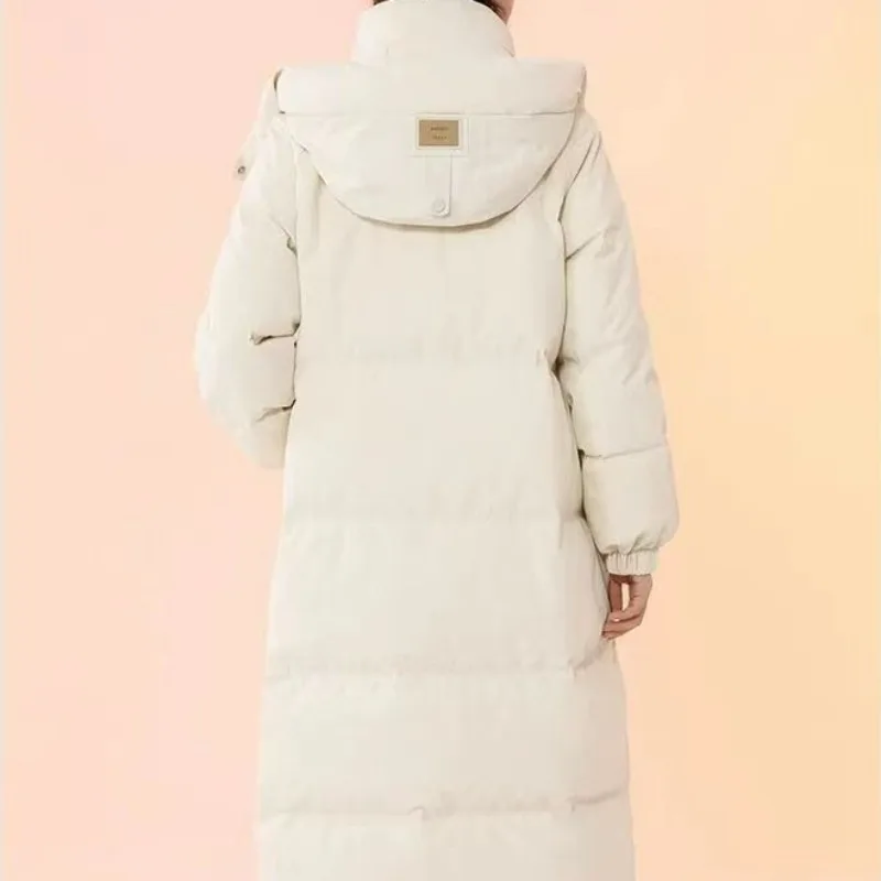 2024 New Women Down Cotton Coat Winter Jacket Female Mid Length Version Parkas Loose Thick Outwear Hooded Versatile Overcoat