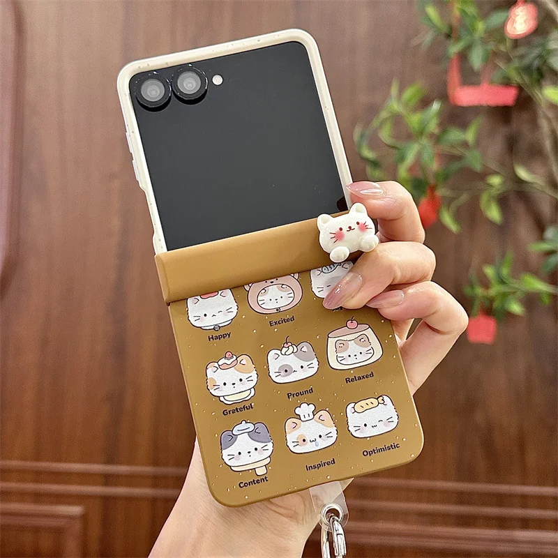 Korean Cute Cat Magnetic Phone Case with Magsafe Stand Chain - Kawaii Design