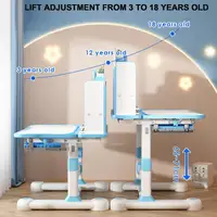 2Pcs/Set Kids Study Desk Chair Set Height Adjustable Children School Study Table Chair Set with Sitting Corrector, Book Stand 5