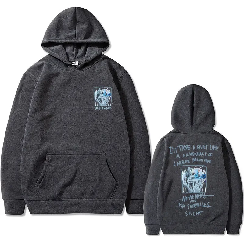 British Rock Band Radiohead No Suprises Lyrics OK Computer Music Album Print Hoodie Men Women Vintage Oversized Hoody Sweatshirt