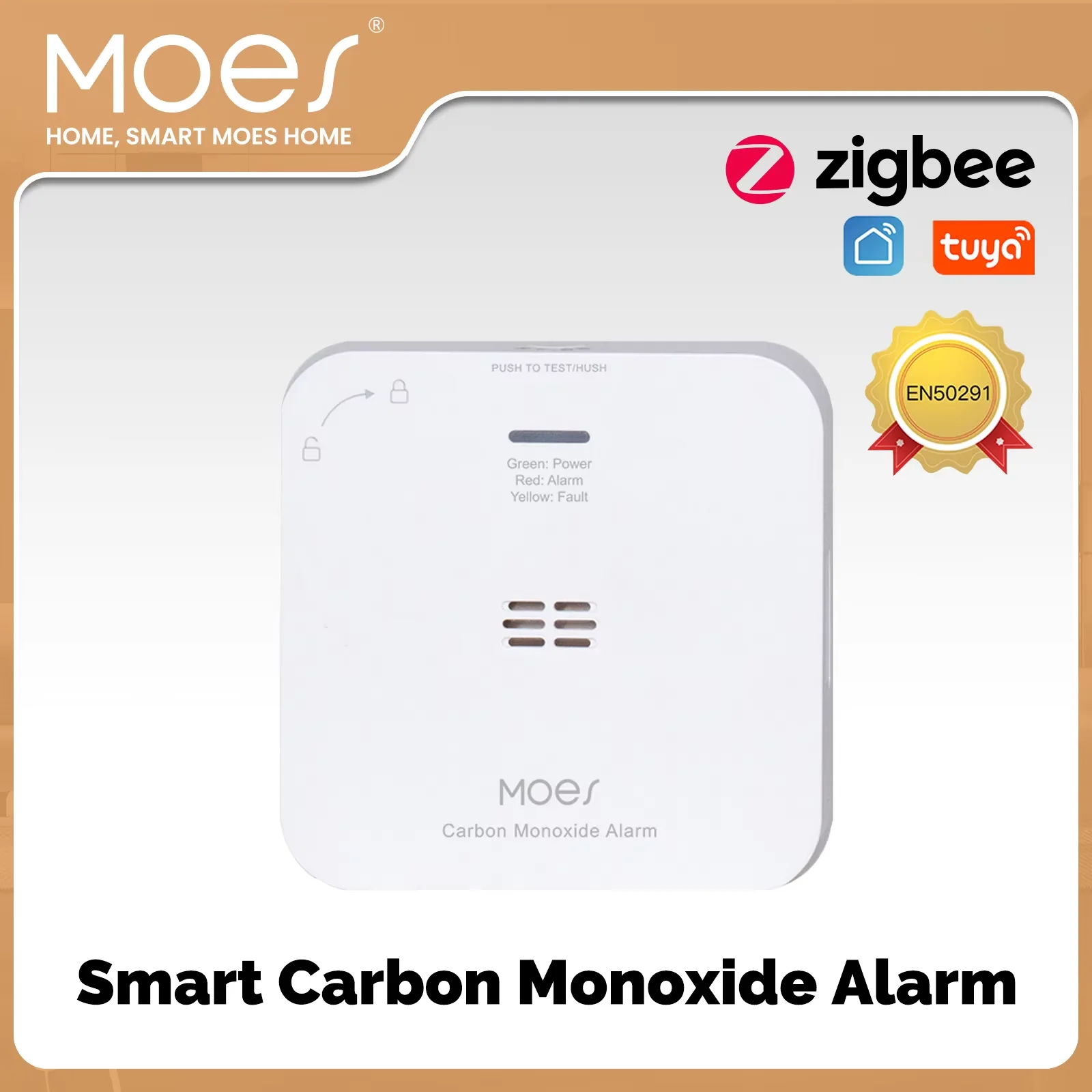Détecteur de monoxyde de carbone Zigbee connecté — sécurité camping-car