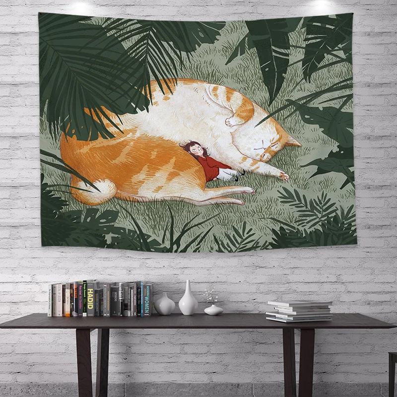 

Tapestry Cartoon Illustration Background Hanging Cloth Ins Living Room Bedroom Decoration Girls Dormitory Wall Kawaii Tapestries