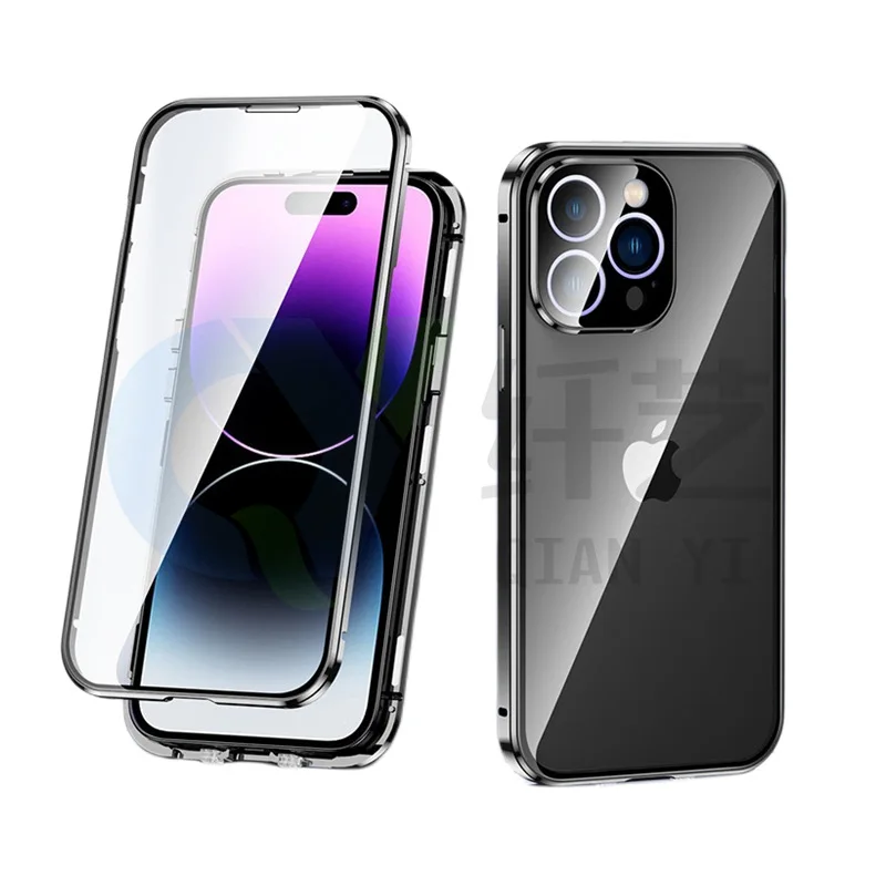 Magneto Iphone14Pro Dual Buckle Double-sided Anti Peeping Glass Protective Lens Iphone 11 Metal Magnetic Suction Protective Case