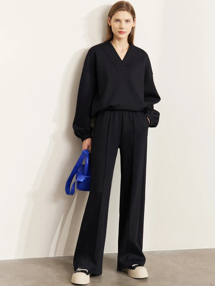 AMll Minimalism Women Tops 2025 Spring Elegant Commuter Fashion Loose Sweatshirs Casual Straight Leg Pants Separately 12241259 4