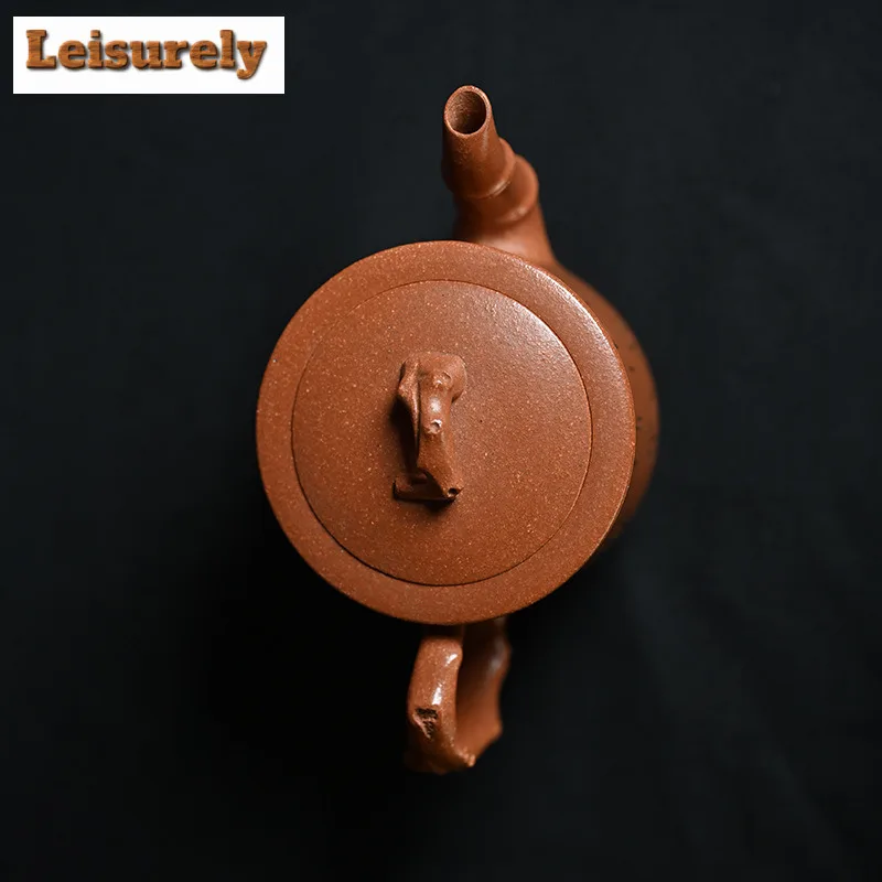 200ml Ancient Yixing Purple Clay Teapots Artists Handmade Pine Bamboo Pot Raw Ore Downhill Mud Kettle Chinese Zisha Tea Set Gift