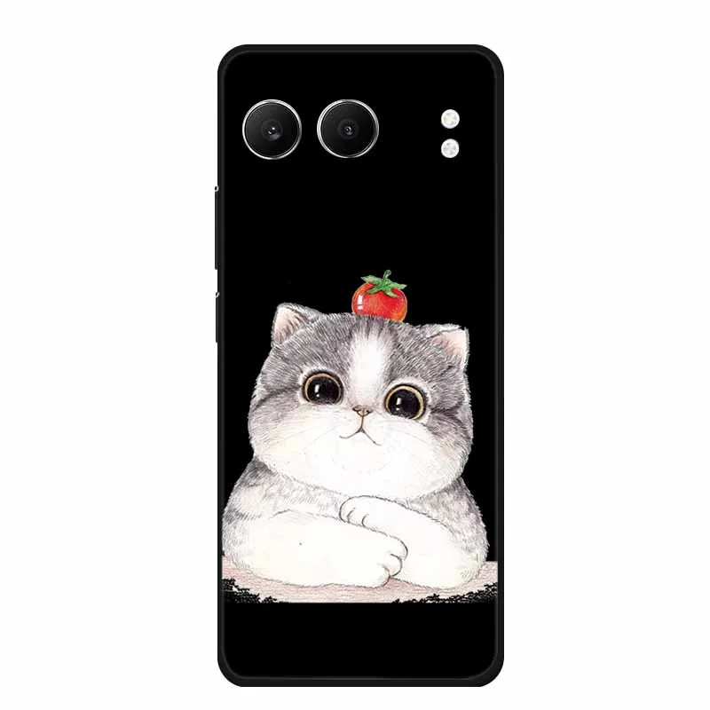Cute Cartoon Cat Black Silicone Soft Back Cover Case