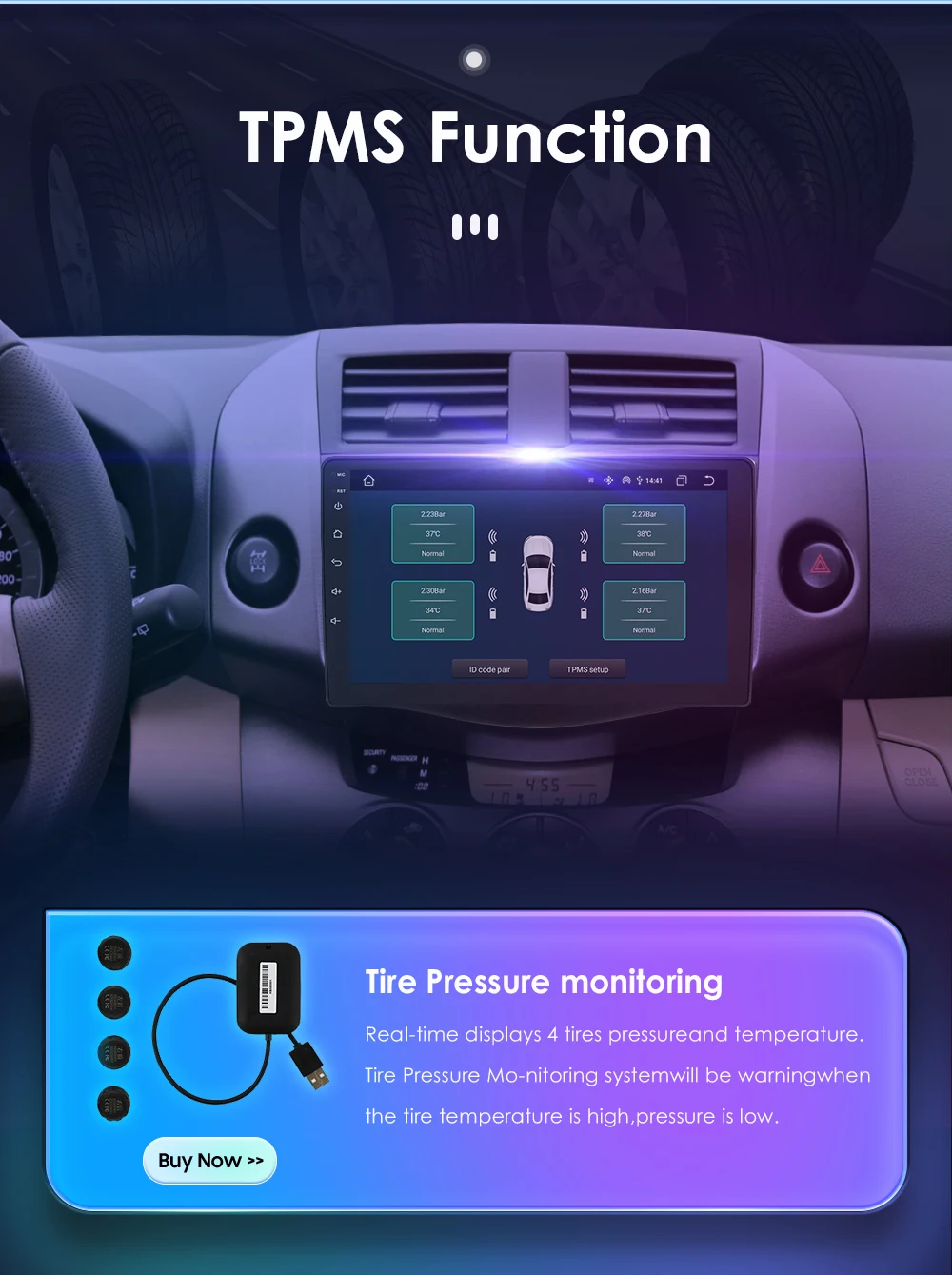 Hizpo 8+128GB Android 13 For Toyota RAV4 2006-2012 Car Radio Multimedia Player AI Voice Control Navigation GPS Wireless Carplay