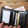 NZPJ Thin Men's Leather Wallet Short Wallet Vertical Top Layer Cowhide Card Holder Men's Coin Purse Bank Card Holder 5