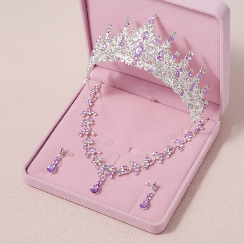 Bride Crown Set 3-piece Artificial Crystal Sweet Birthday Set