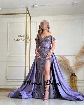 Strapless Elegant Party Dresses Woman Sequins Sleeveless Luxurious Women's Evening Dresses for Special Occasions Removable Dress 1