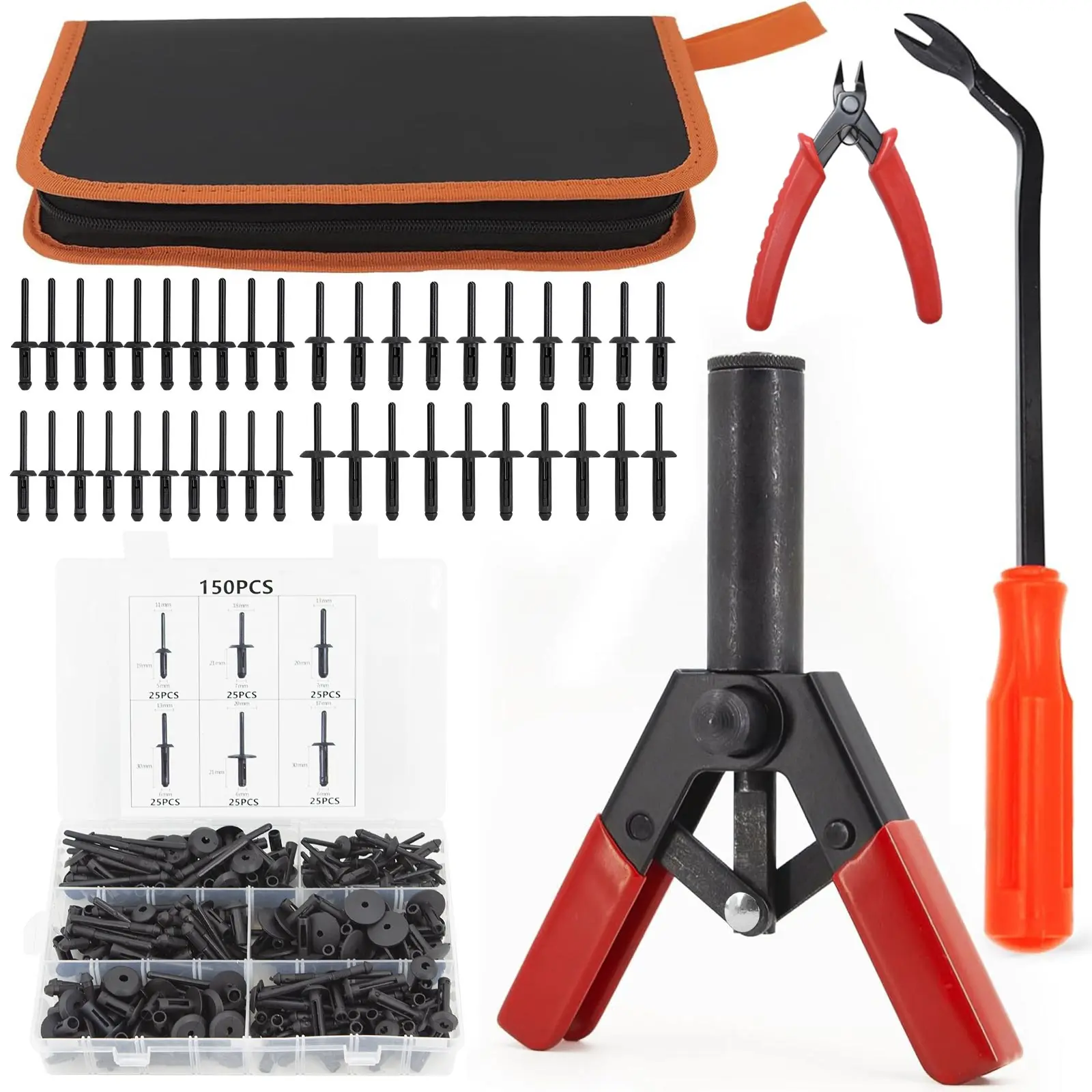 41-Piece Plastic Rivet Gun Kit – 40 Rivets + Quick Set Hand Tool – Findmall